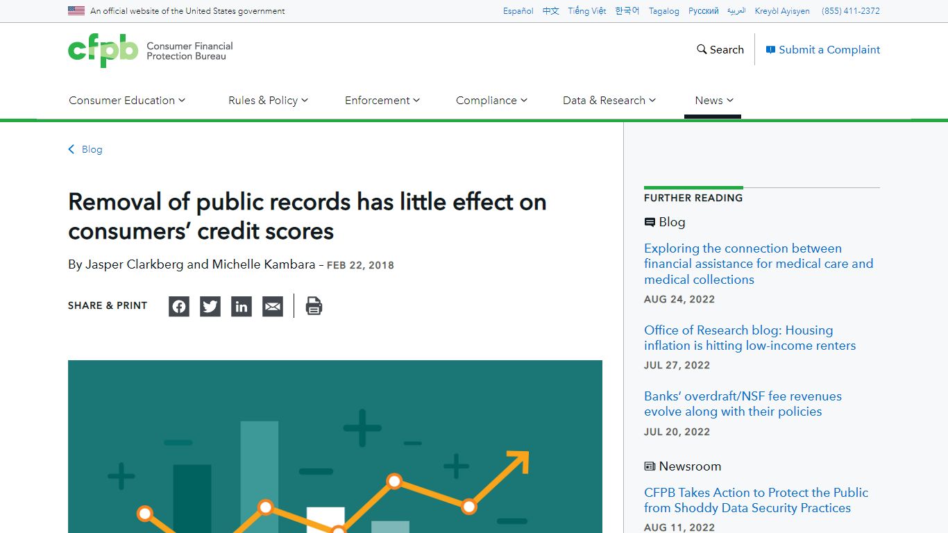 Removal of public records has little effect on consumers’ credit scores