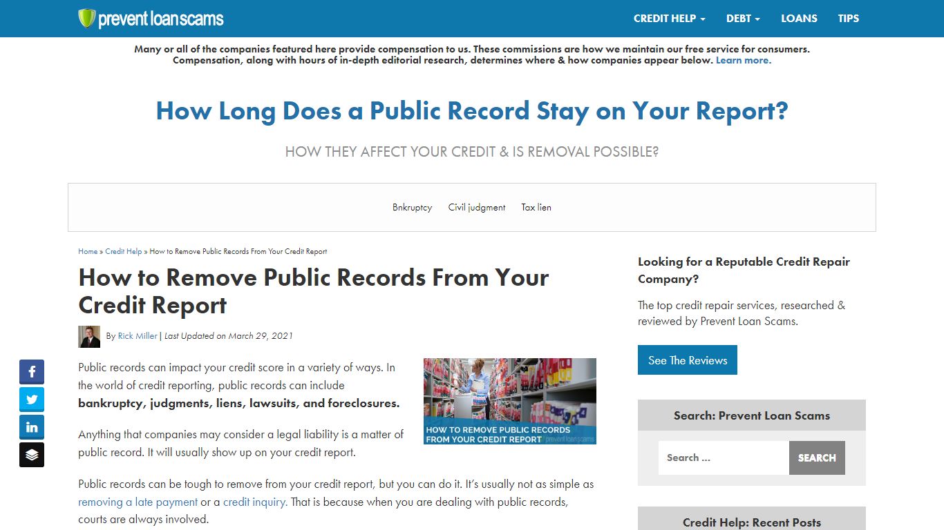 How to Remove Public Records From Your Credit Report - Prevent Loan Scams